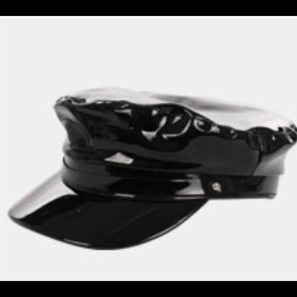 COPY - Patent Leather Women's Motorcycle Cap Black